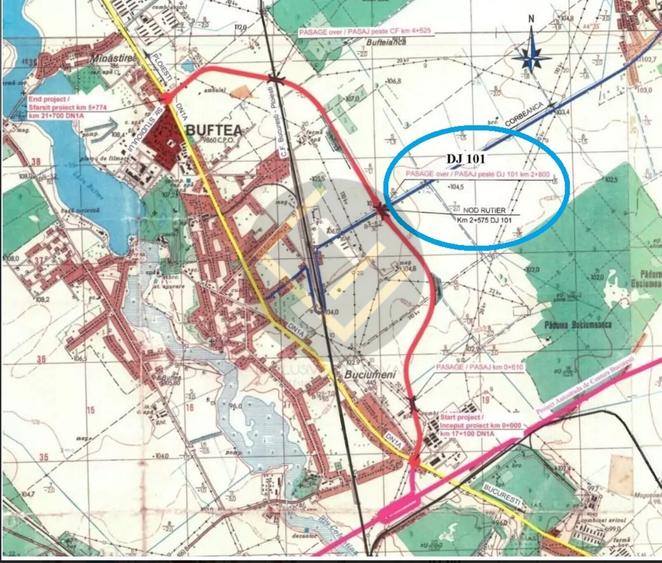 Vanzare teren Buftea TAMAS acces Autostrada A0 si Centura ocolitoare Buftea