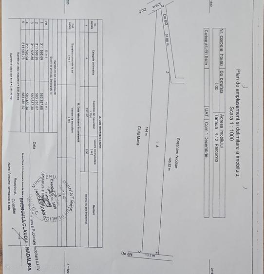 1 Decembrie - Teren intravilan,2331mp,plan constructie existent.
