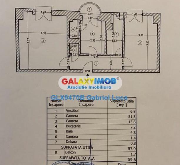 Apartament 2 camere 60 mp | Birou | Decomandat | PIata UNirii |