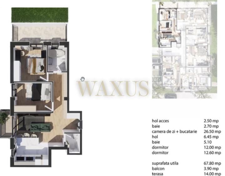 Apartament de 3 Camere I 67MP I Balcon I Semifinisat - Baciu