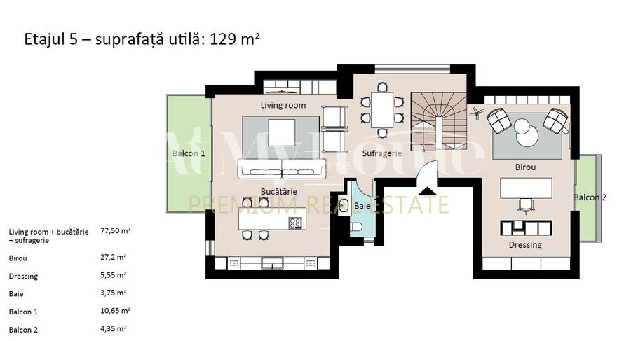 Duplex penthouse spectaculos cu 4 camere, mobilat premium, vinoteca, 3 parcari - 1