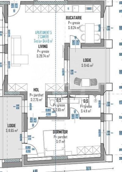Apartament 3 camere, intermediar, semifinisat, parcare, Marasti - 3