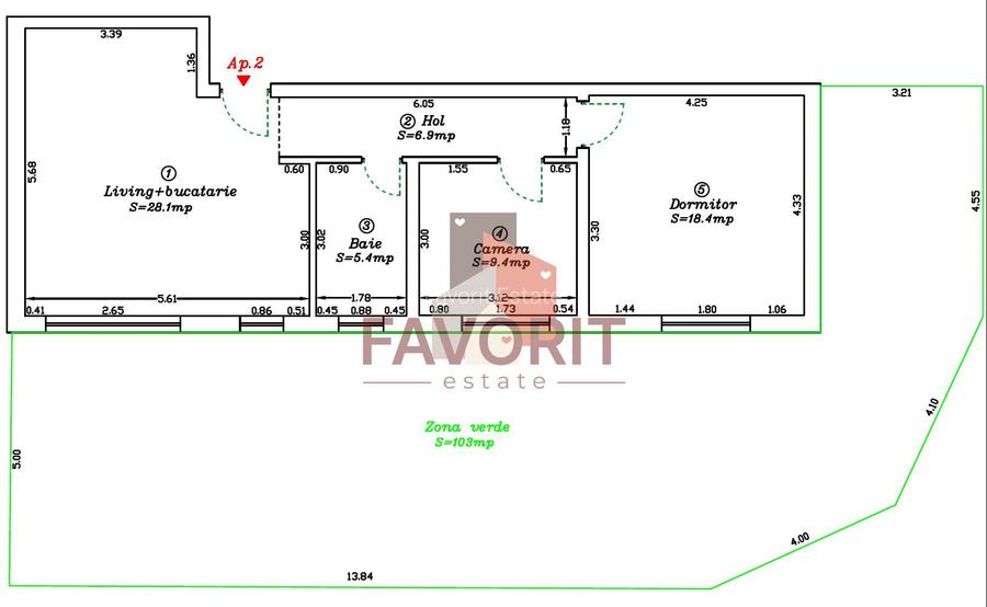 NOU. Gradina proprie de 103 mp si 2 locuri de parcare inscrise in CF. - 1