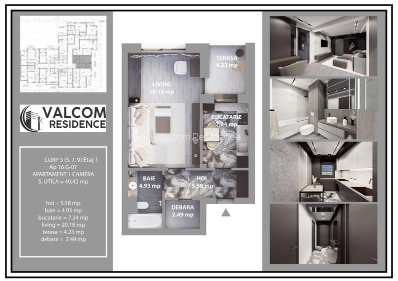 Valcom Residence Bartolomeu, Garsoniera, terasa 4.23 mp, Comision 0% - 5