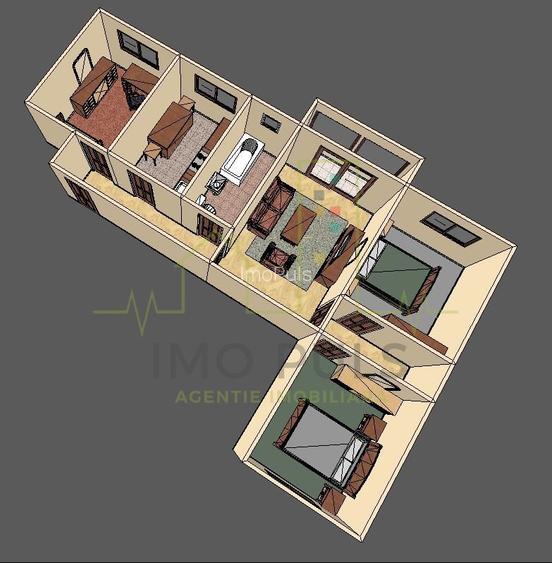 3 camere. Etaj 1. Cetatii. Centrala. - 2