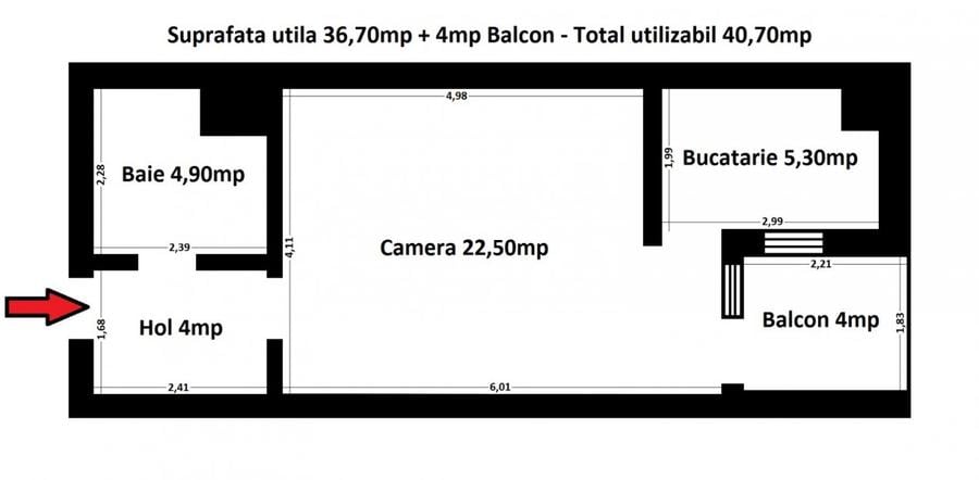 Eforie Nord Acapulco-Garsoniera 40,70mp mobilata-utilata total - 16