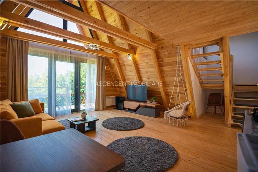 Eleganta,echipata casa A Frame,1.200 mp teren,deschidere Piatra Craiului,Moieciu - 4