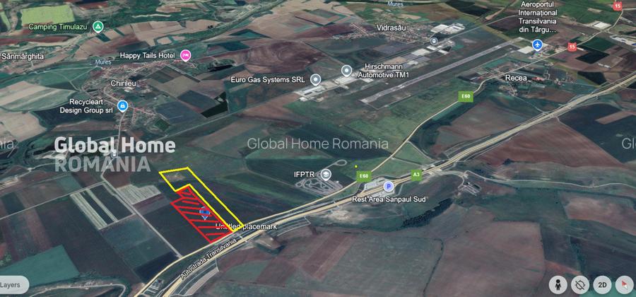 Teren 25000 MP | TG. MURES-SANPAUL | INTRAVILAN | 98 m acces DN 15 | A3 la 5 km - 6