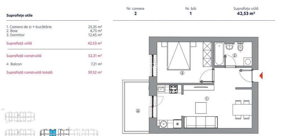 Apartament 2 camere, 43mp, centrala proprie, metrou, AC, Hils Titanium - 7