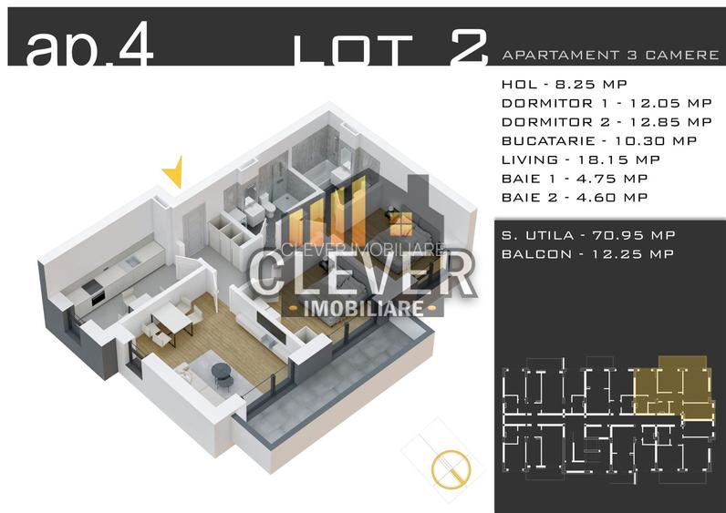 Apartament 3 Camere 83 mp - Zona Pallady - Comision 0% - 2