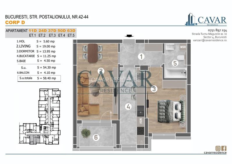 2 Camere Decomandat 58 mp Faza Finala - 2