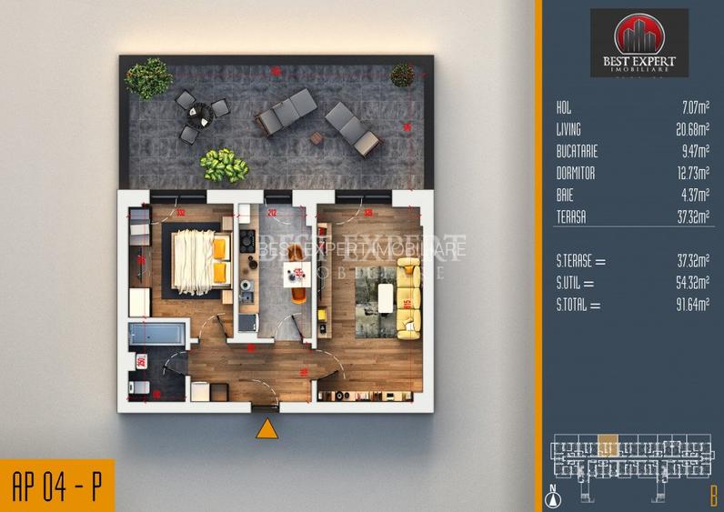 2 Camere cu Terasa -Finisaje Premium-Credit Ipotecar 20% cu Parcare inclusa - 2