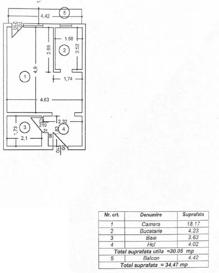 Chisinau - Garsoniera decomandata, bloc mixt - 10