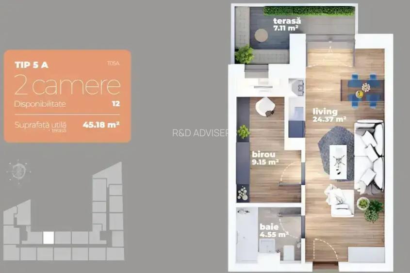 Garsoniera Dubla - Zona 1 Decembrie Auchan Titan - 2