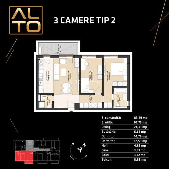 ALTO Home - Apartament cu trei camere - Direct Dezvoltator - 12