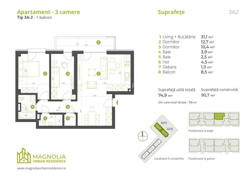 35D Apartament 3 camere Metrou Straulesti Sisesti Nou Lux - 2