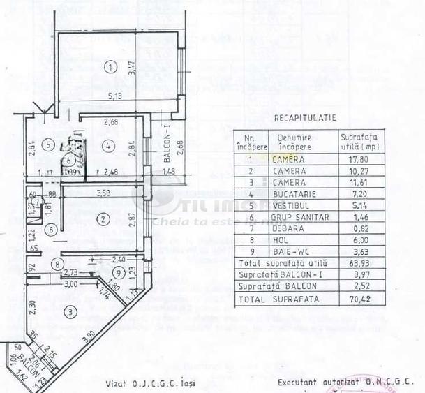 Apartament cu 3 camere – 71 m.p.- Nicolina 2, geam la baie - 12