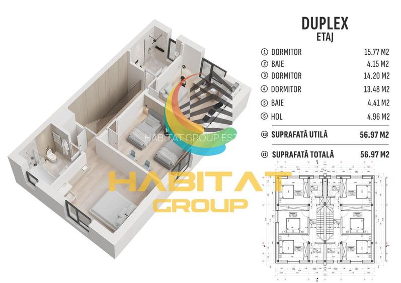 Duplex finalizat 4 camere 3 bai Pompa de caldura 16 minute metrou Republica - 9