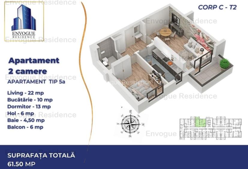 Apartament 2 cam, Auchan - Iuliu Maniu,  Envogue Residence Militari - 11