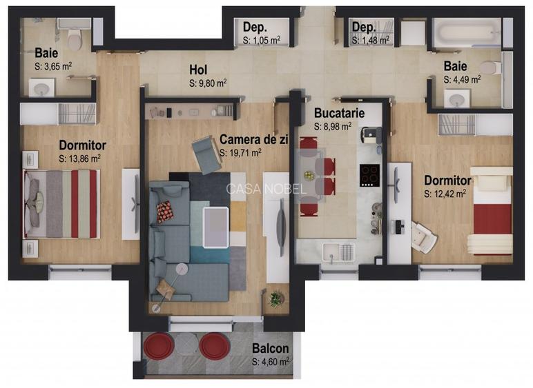 Apartament 3 camere Victory by Casa Nobel - V5 - 12