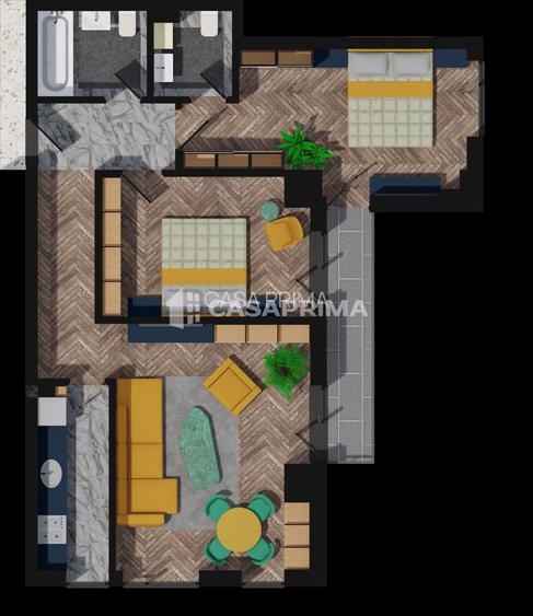 Pacurari-Alpha Bank , 3 camere,2 bai, decomandat , TE MUTI-Finalizat! - 2