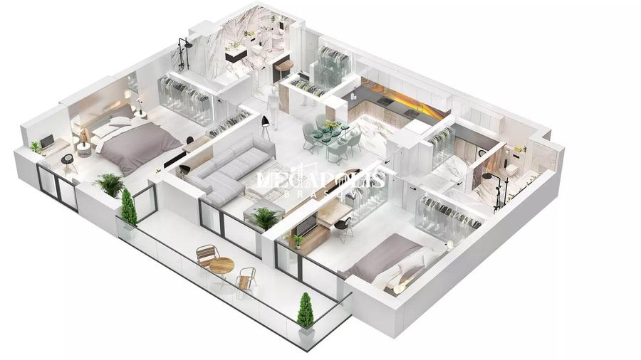 Apartament cu 3 camere | Noua | 100 mp Utili - 3