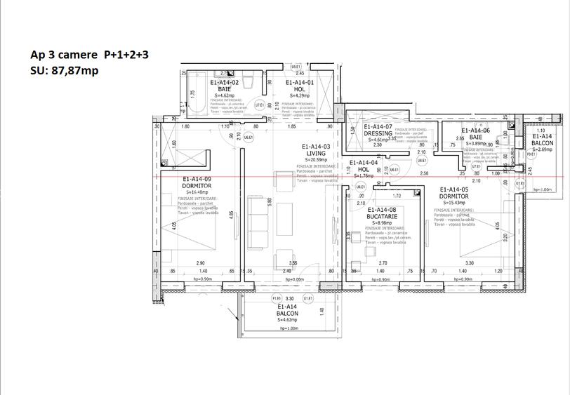 Apartament 3 camere de vânzare în proiectul rezidențial Smile – Etaj 3, 88 mp - 10