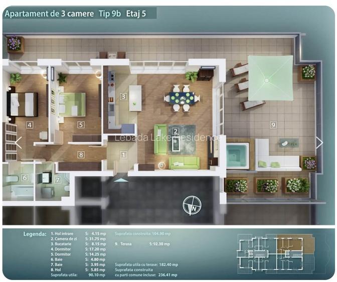 Penthouse pe malul lacului cu o terasa de 95 mp - Lebada Lake Residence - 1