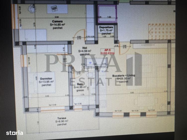 Apartament mobilat 3 camere, 69 mp, etaj 1, Giroc - 11