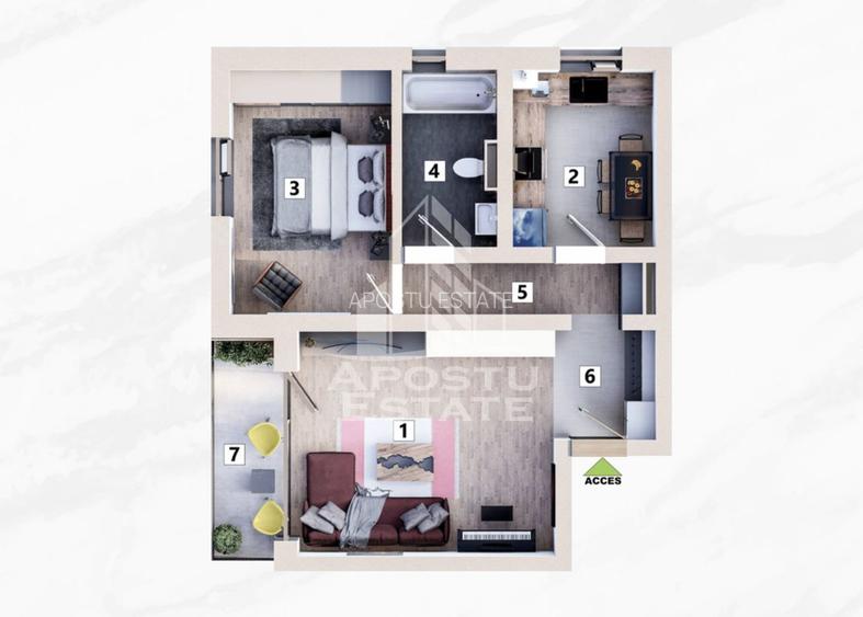 2 camere, bucatarie inchisa, parcare inclusa, lift, Mehala - 17