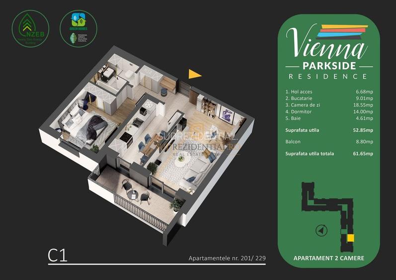 2 Camere Finalizat | Vienna Park Side - Blvd-ul Metalurgiei, Sector 4 - 1