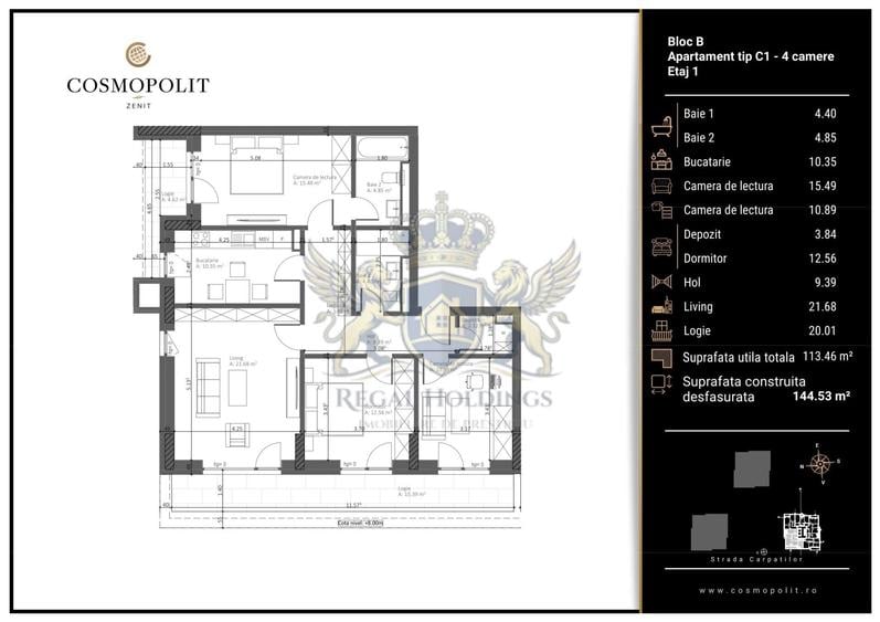 Apartament Modern, 4 Camere 113 Mp, Categorie Lux, Racadau - Brasov