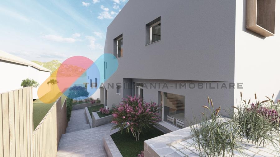Casă cuplată modernă, 160 mp utili, semifinisată, curte amenajată