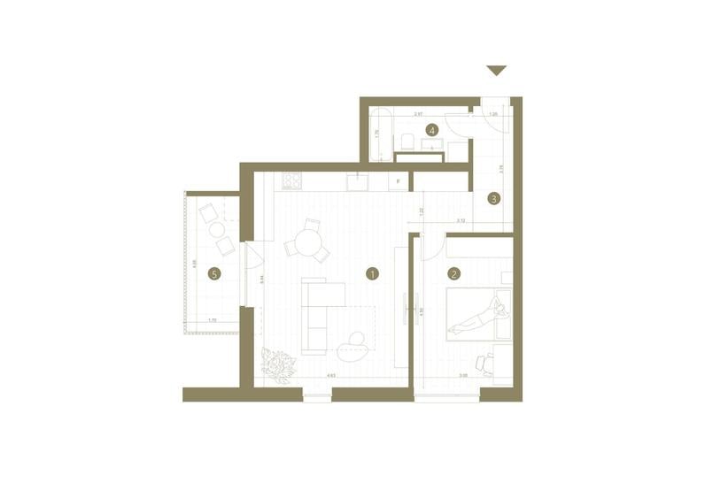 Apartament cu 2 camere în Confecții