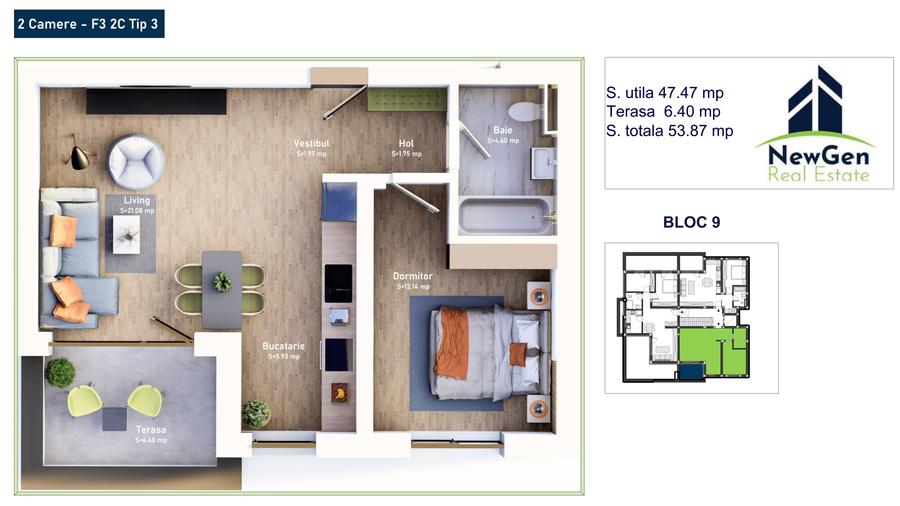 NOVA MEHALA, APARTAMENTE Tip 2C F3 / 3