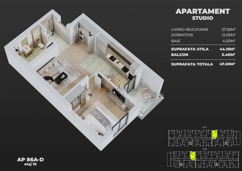 2 camere tip studio, langa metrou Berceni, bloc nou, Comision 0