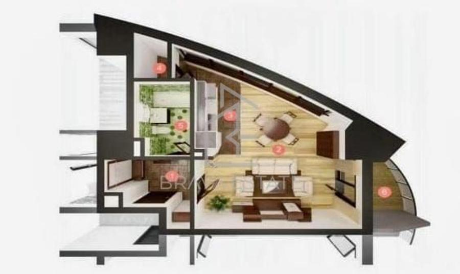Apartament tip studio 45mp ,balcon, semifinisat, West Tower ,zona Manastur