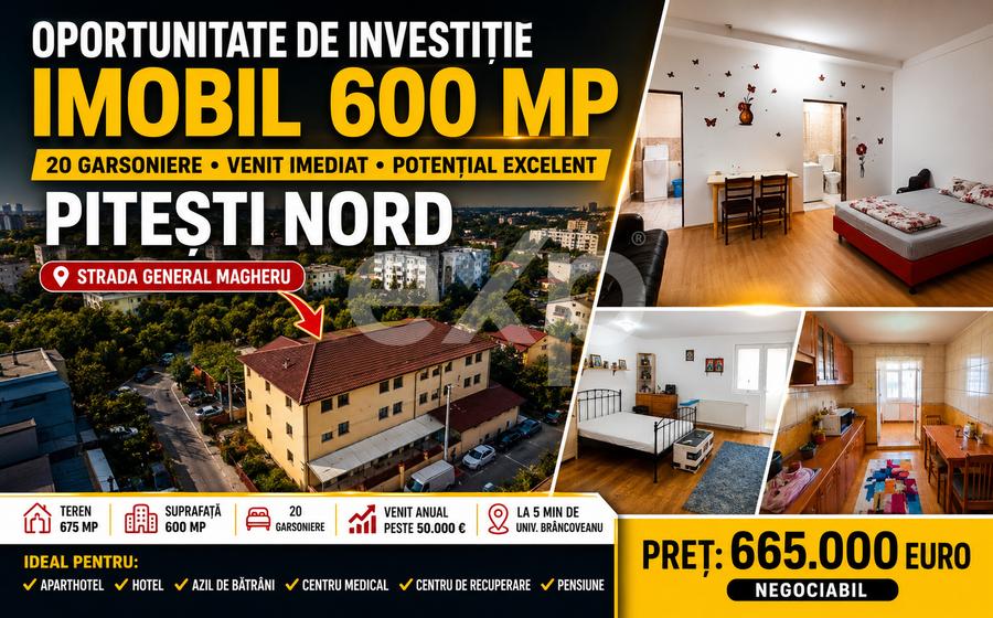 Imobil Premium 600 mp | Pitești Nord | Ideal pentru Hotel, Clinică, Azil batrani