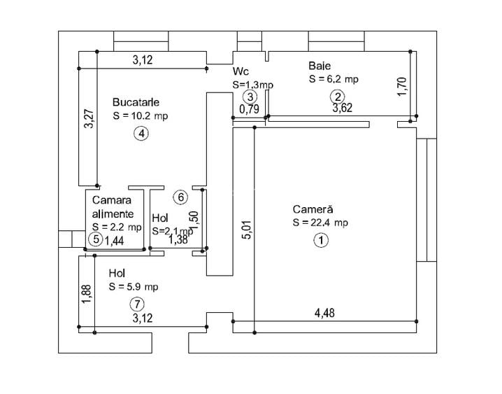Apartament ultracentral – Primaria Timisoara } 50,3 mp & Boxa - 5