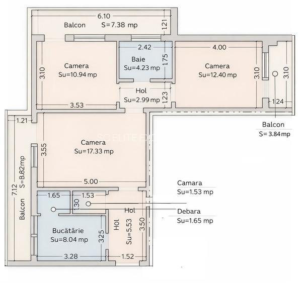 De vanzare, Bd. Ferdinand – 3 camere, 3 balcoane inchise, decomandat - 13