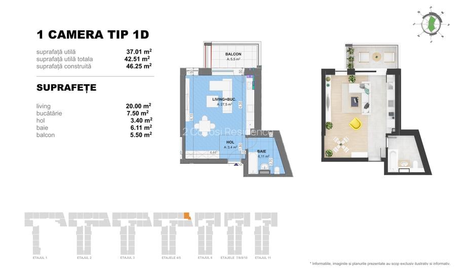 Garsoniera TIP 1D in Complex Doi Cocosi Residence - 2