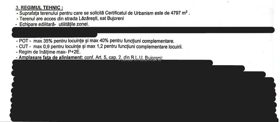 Teren intravilan 4.797 mp Bujoreni (Lăzărești) – zonă Lic, P+2E - 9