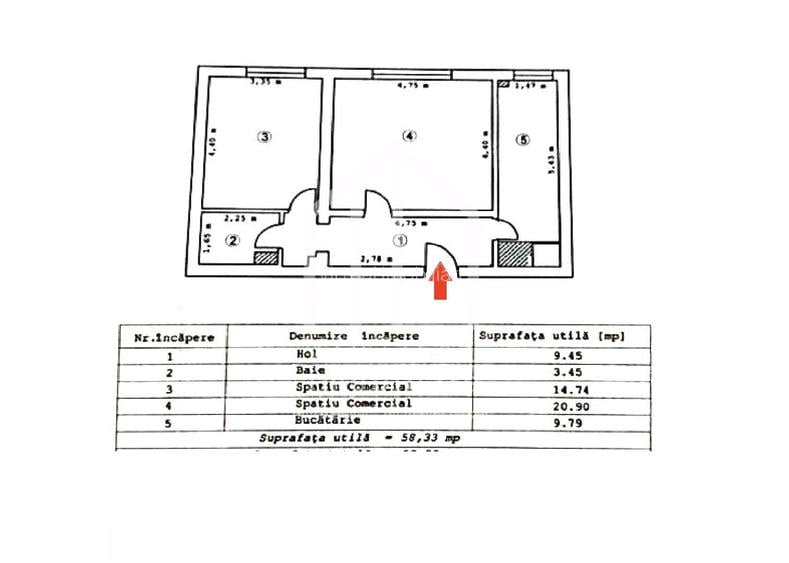 Spatiu comercial, 2 camere, 58mp utili, loc de parcare - Zona Rahovei - 1