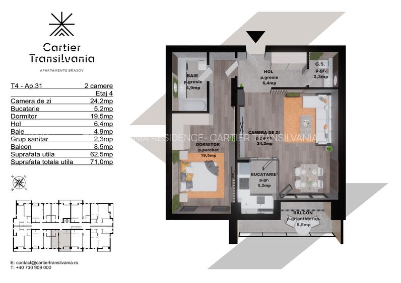 CARTIER TRANSILVANIA, APARTAMENT 2 CAMERE INCALZIRE PARDOSEALA,FATADA VENTILATA - 17