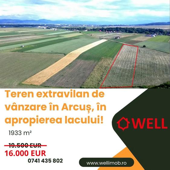 Teren extravilan de vânzare în Arcuș, în apropierea lacului!