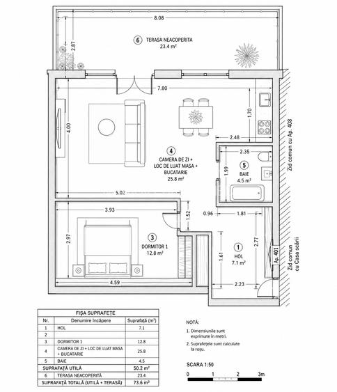 Apartament 73.6 mp. Novopolis cu terasă 23.4 mp. + parcare proprietate - 11