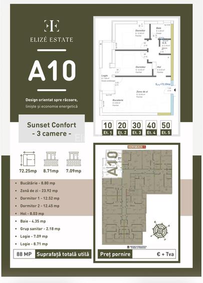 Apartamente cu 3  camere, comision 0, alege calitatea Elize Estate - 1