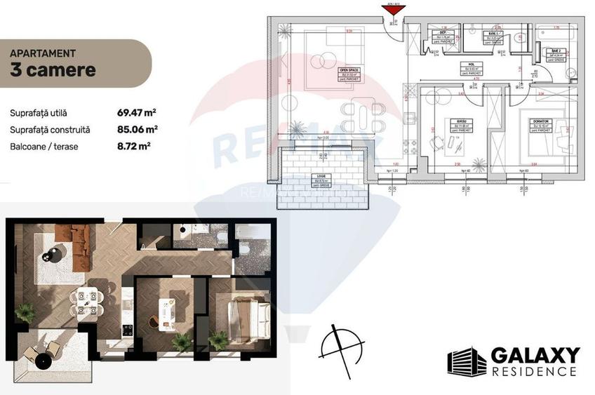 COMISION 0| DE VANZARE| 3 CAMERE| TRACTORUL| BLOC NOU|GALAXY RESIDENCE - 3