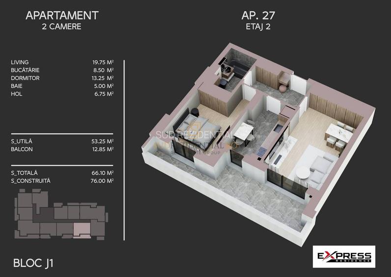 Apartament 2 camere de vanzare, decomandat, zona Parc Tudor Arghezi - 1