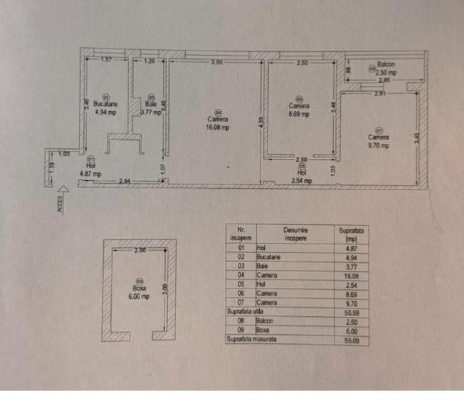 Apartament 3 camere | Piața Doina – Șagului | Etaj 3 | Centrală proprie | Boxă |